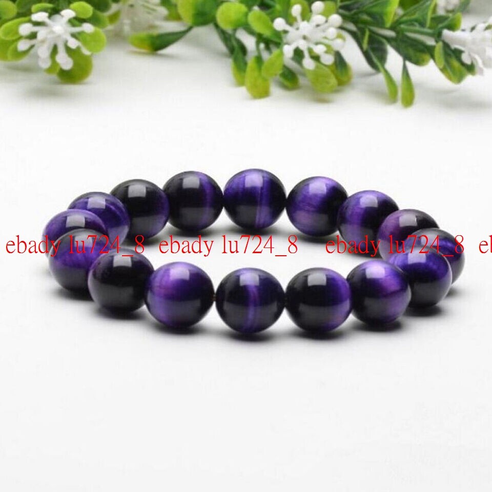 6/8/10/12/14mm Multicolor Tigers Eye Gemstone Round Beads Elastic Bracelet 7.5″