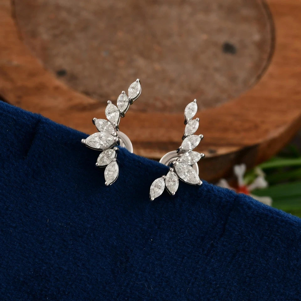 FANCY CUT MOISSANITE EARRING ,STERLING 925 SILVER FOR REGULAR USE,PARTY USE