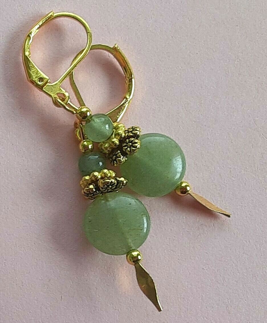 GREEN JADE paddle drop earrings handcrafted CHOOSE