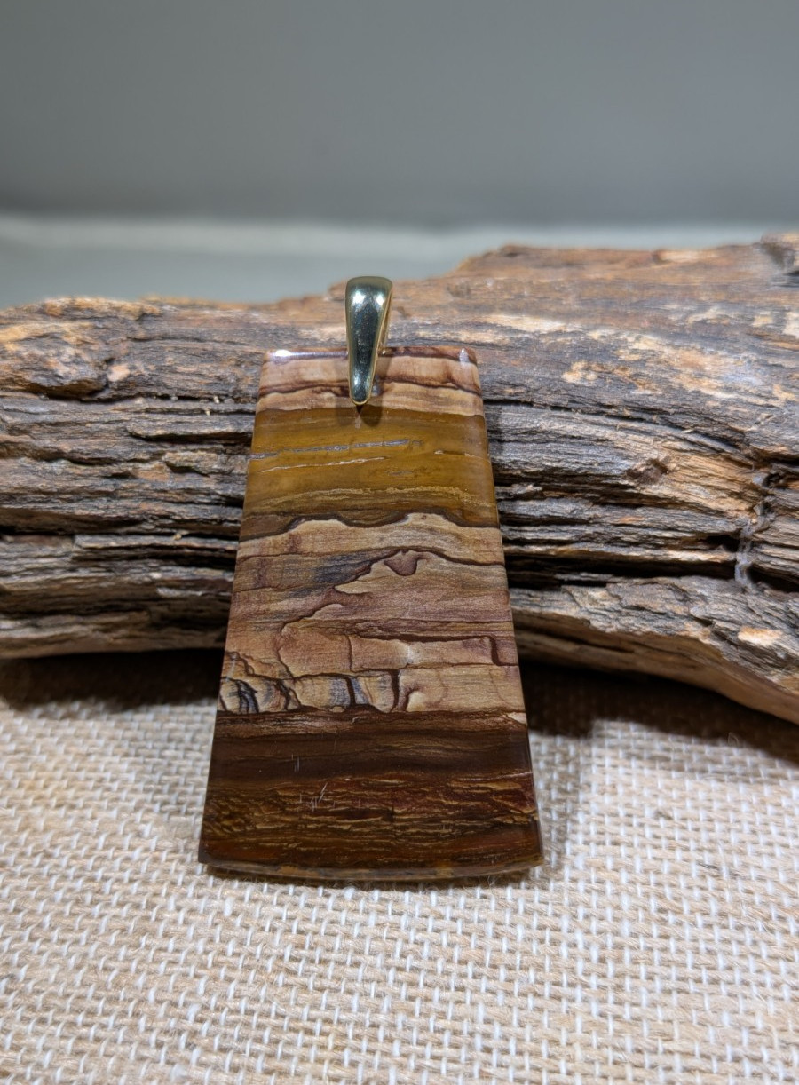 Hand Polished Biggs Jasper Cabochon Pendant 47x30mm
