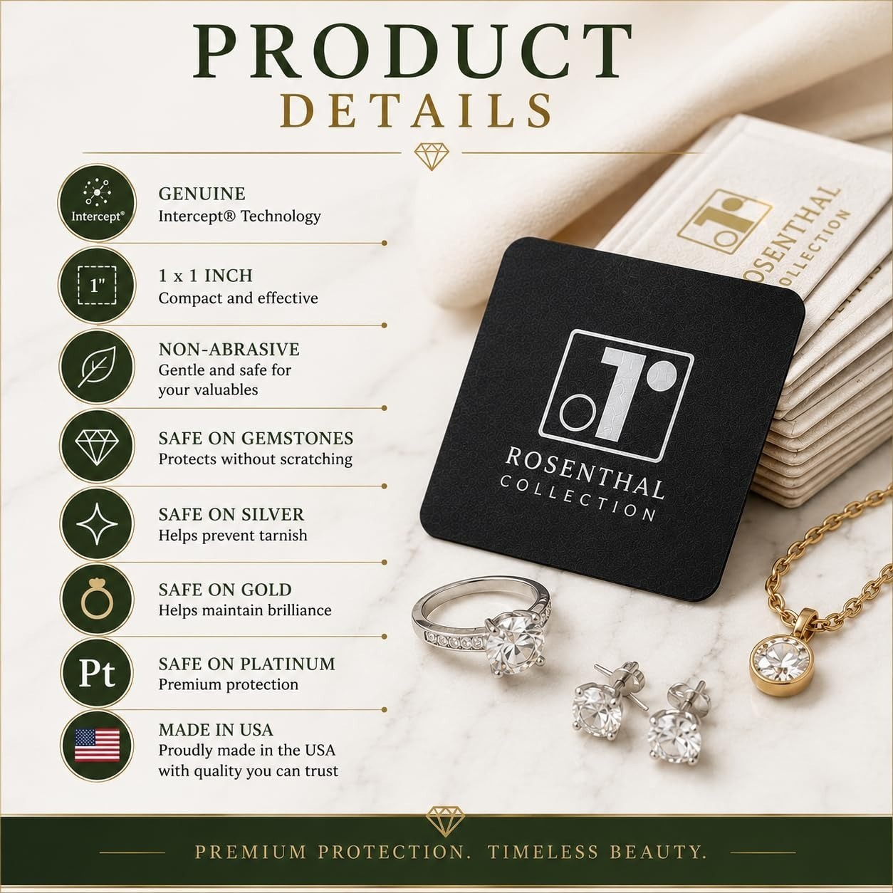 Rosenthal Collection Anti-Tarnish Strips for Jewelry Storage – 100 Tabs