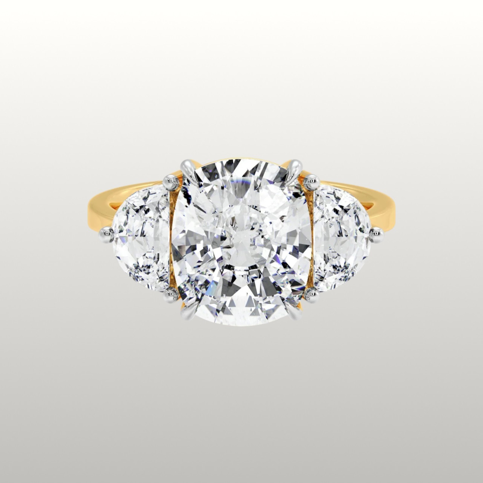 Diamond Wedding Ring 18k Multi Gold IGI Certified Lab Grown 4.50 Ct Cushion Cut