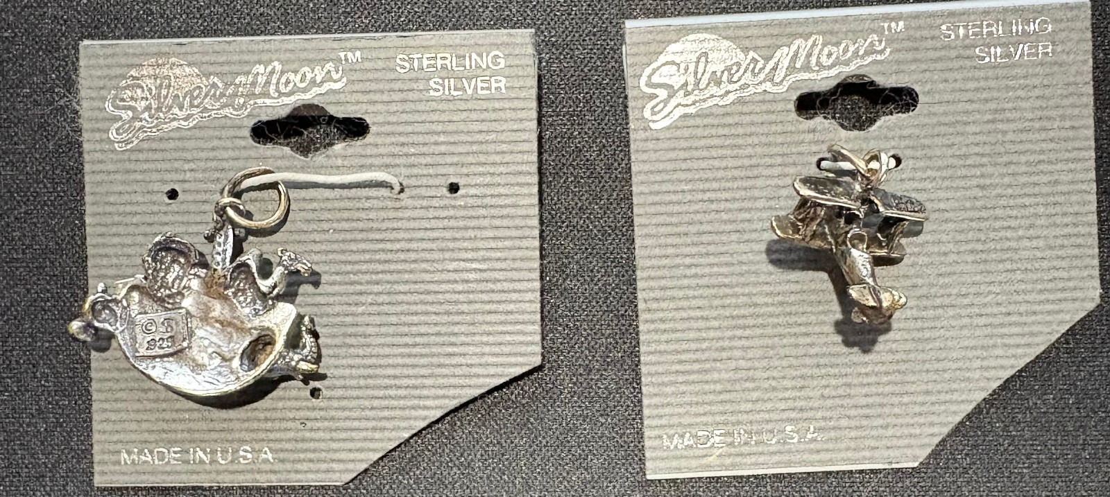 2) Sterling Silver Charms….. Noahs Ark and Airplane