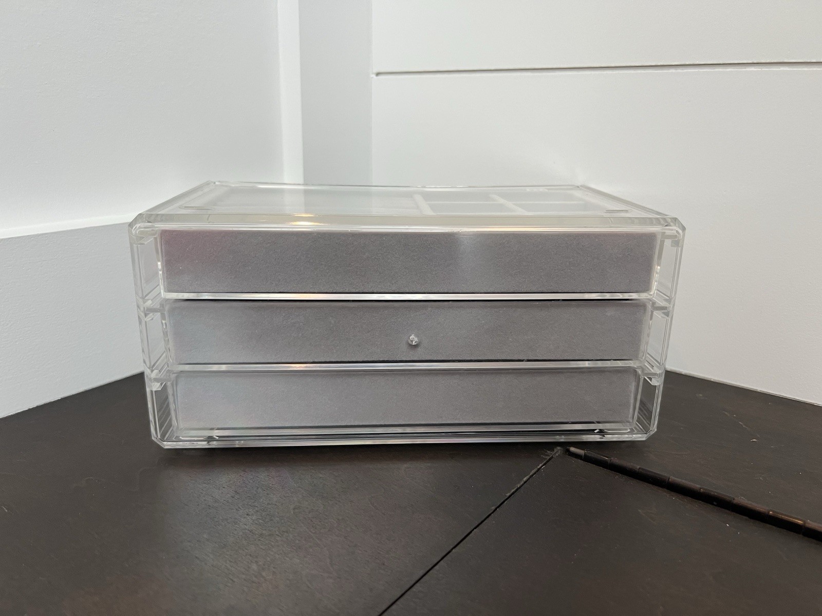 Clear Plastic 3-Drawer Jewelry Organizer, Velvet Lined