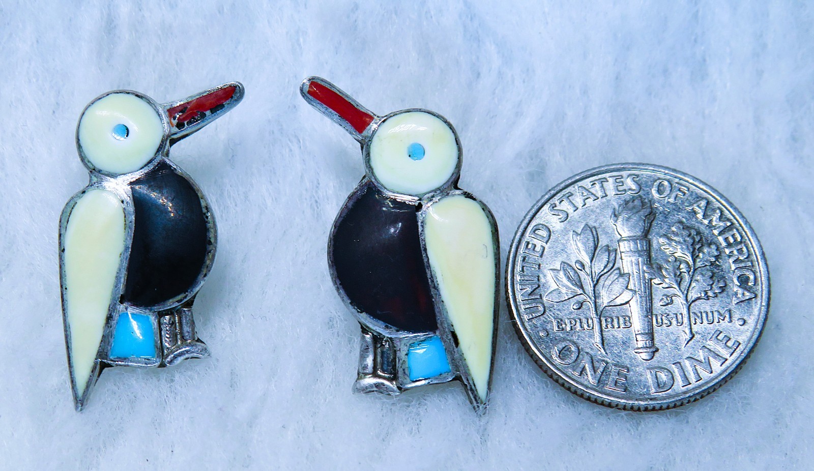 vintage Zuni hummingbird post Earrings sterling