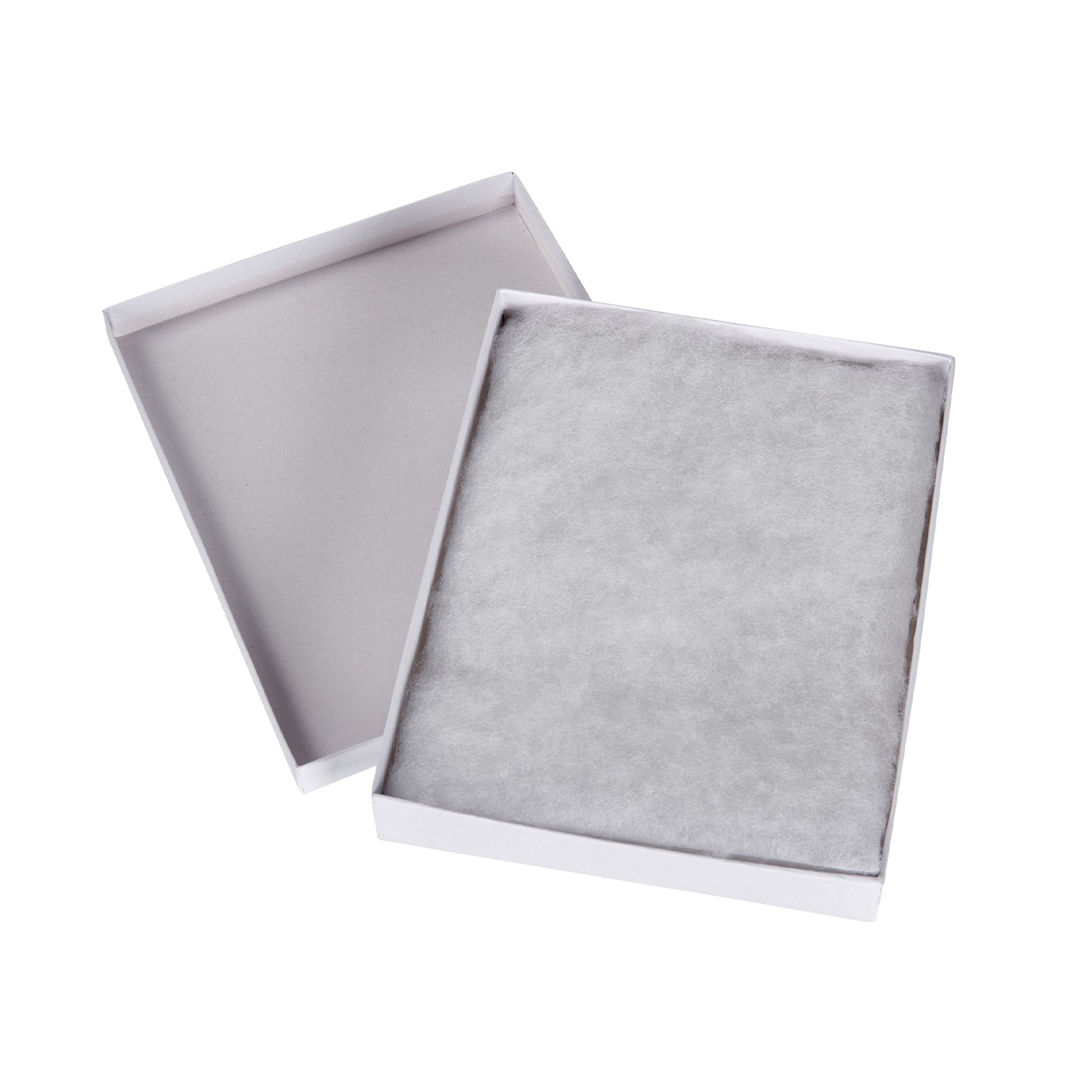 7 x 5 ½ x 1 inch White Embossed Cotton Filled Jewelry Boxes – 100 Pack