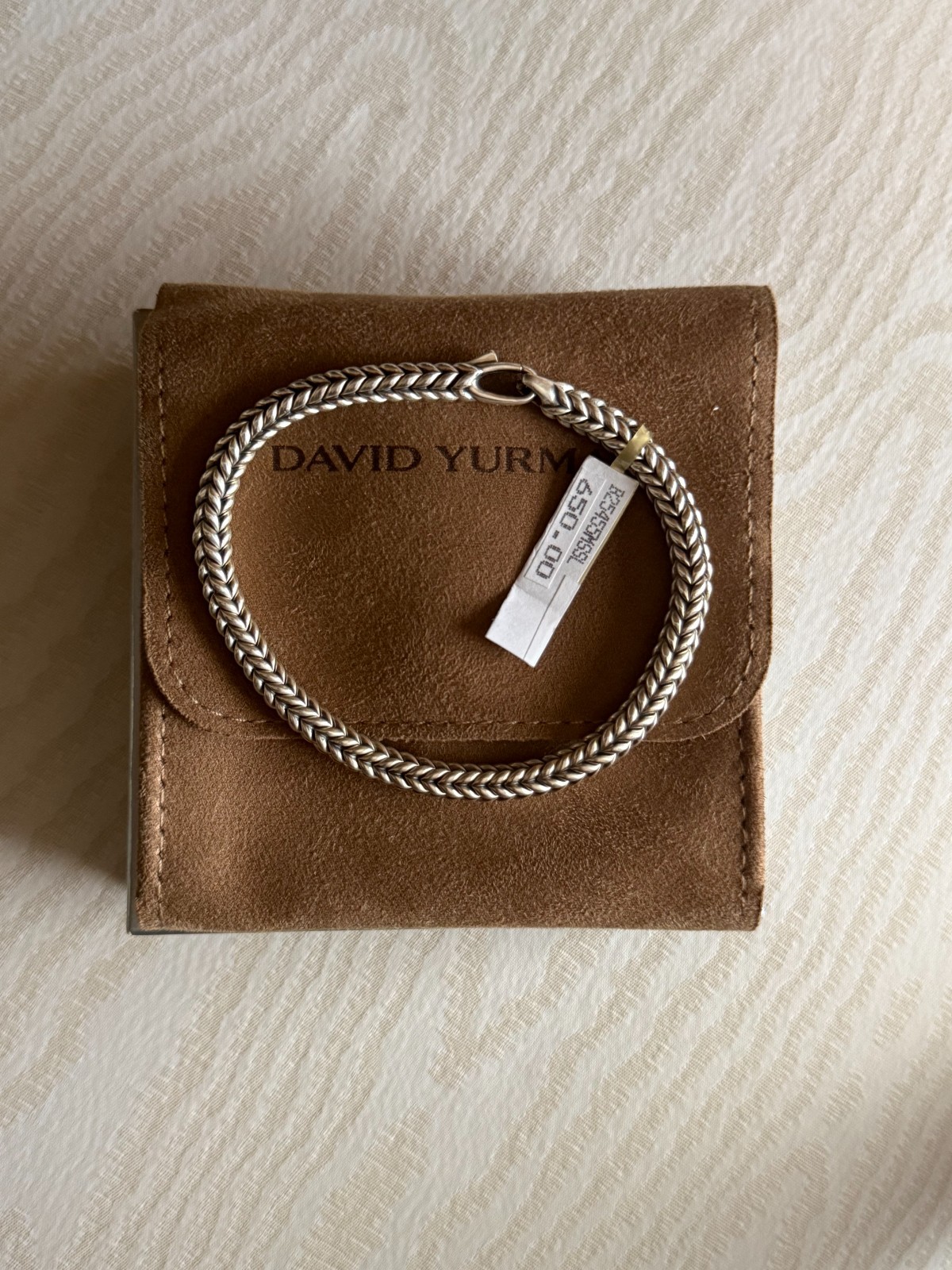 David Yurman 6mm Sterling Silver Chevron Bead Bracelet – Size Large