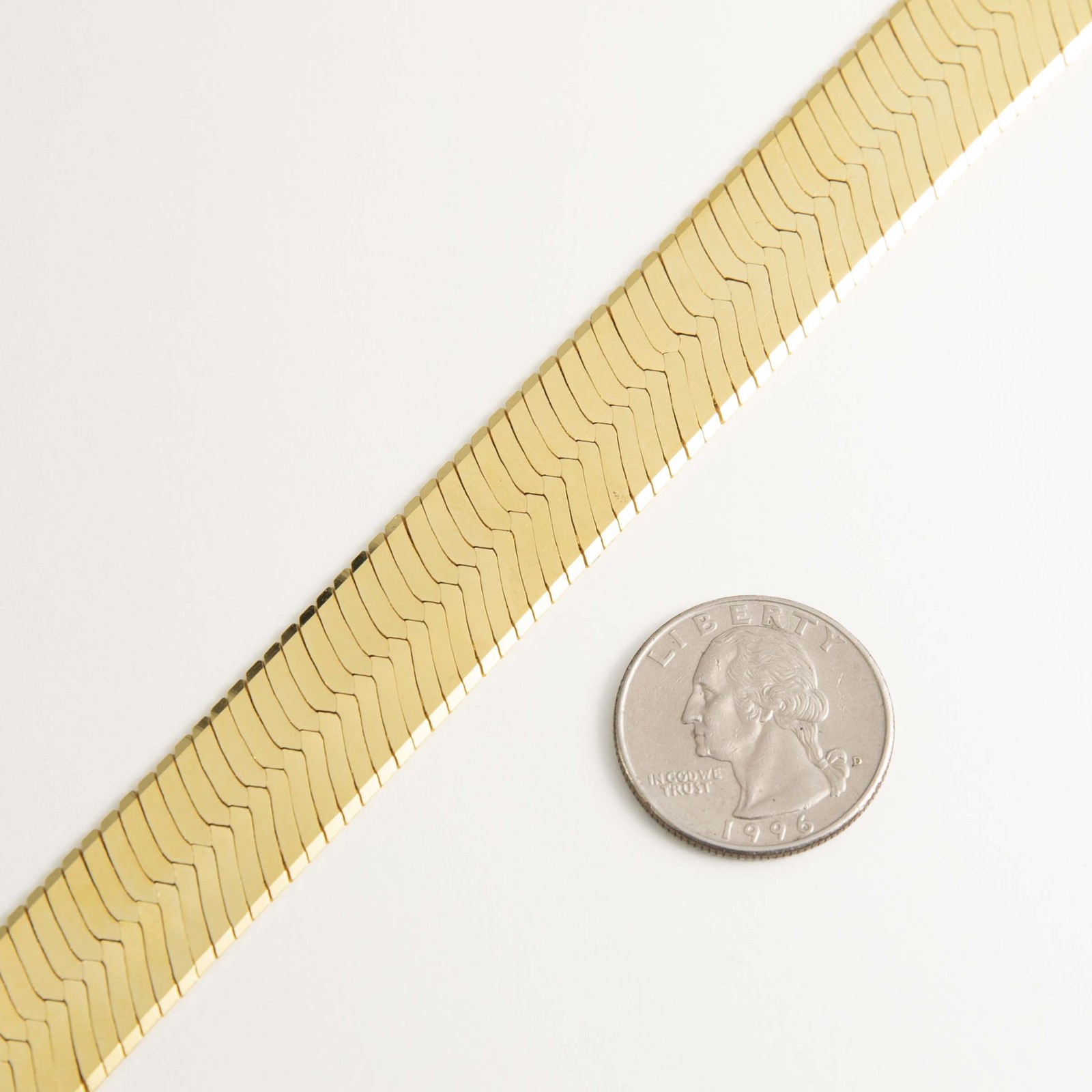 16mm Bold Herringbone Chain Necklace 14K Yellow Gold Plated Sterling Silver 925