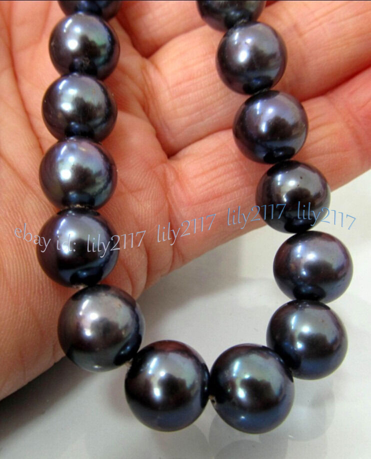9-10MM GENUINE NATURAL PERFECT ROUND BLACK TAHITIAN PEARL NECKLACE 14-36 INCHES