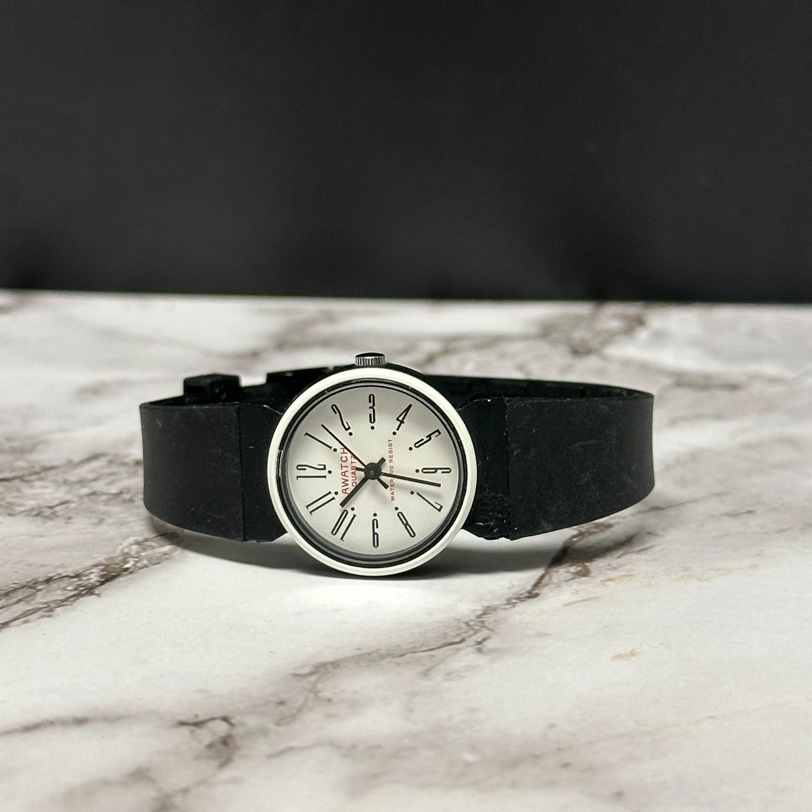 AWATCH Womens Watch White Dial 24MM Black Resin Band New Battery 8.5″