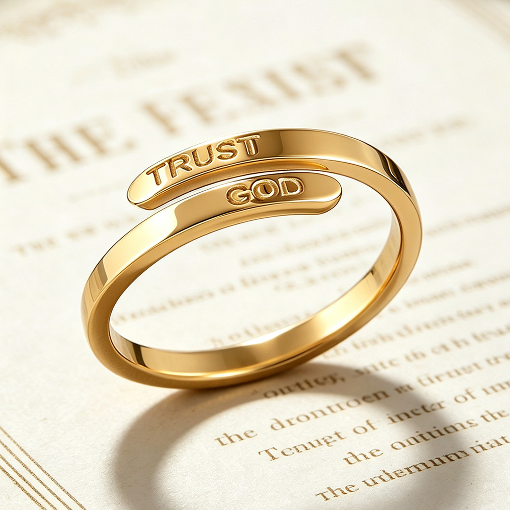 Adjustable Opening Trust God Ring Believe God Couple Ring Men’s And Women’s
