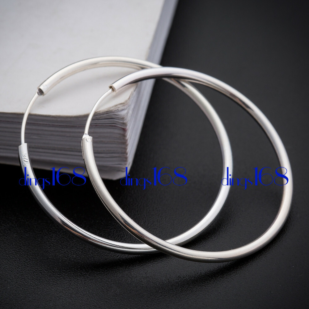 Women’s 925 Sterling Silver eXtra-Large Endless 1.8mm Thin Hoop Earring H3Q-70MM