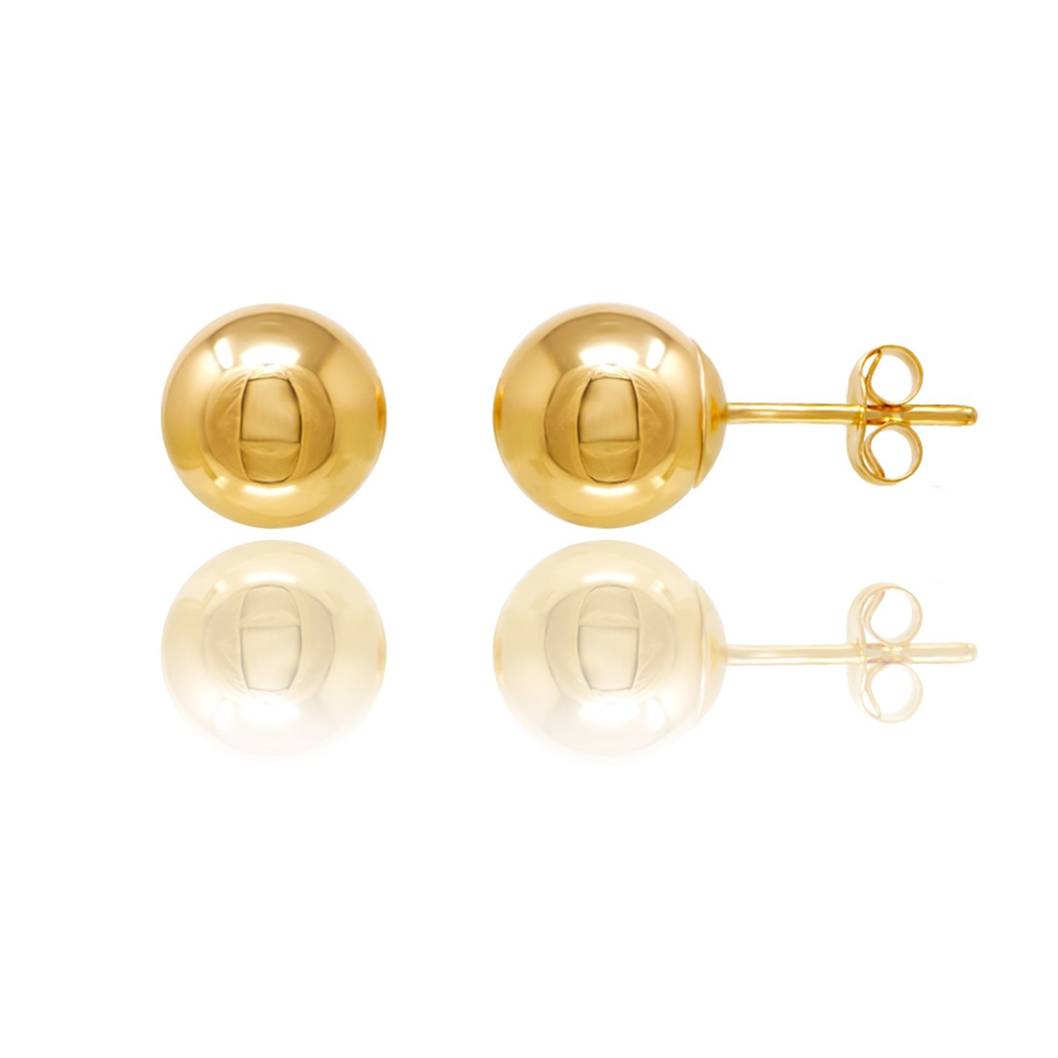 14KT Yellow Gold Ball Stud Earrings 2mm–10mm Butterfly Back