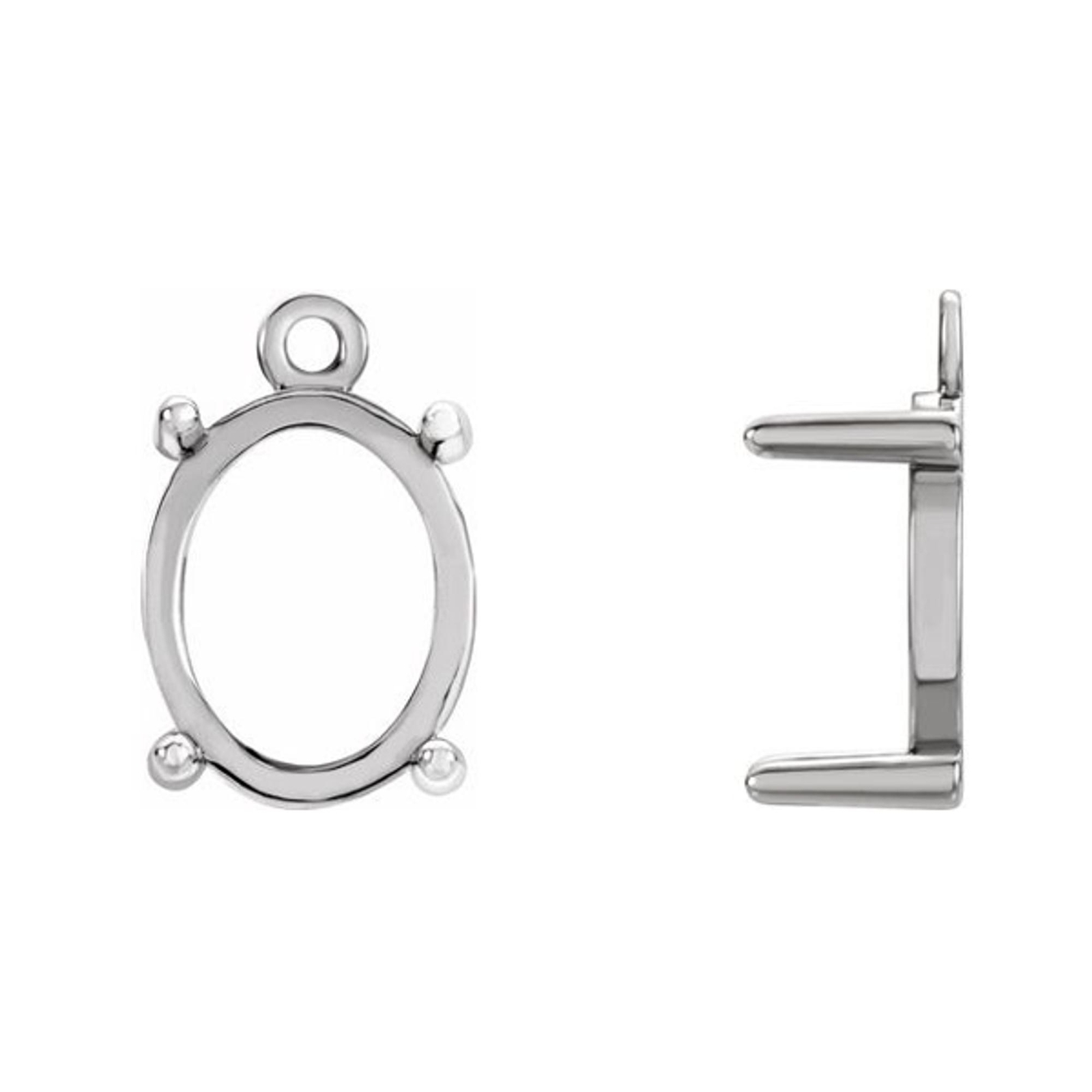 Solid Gold or Platinum Unset Oval Stone 4-Prong Cabochon Dangle Setting Charm