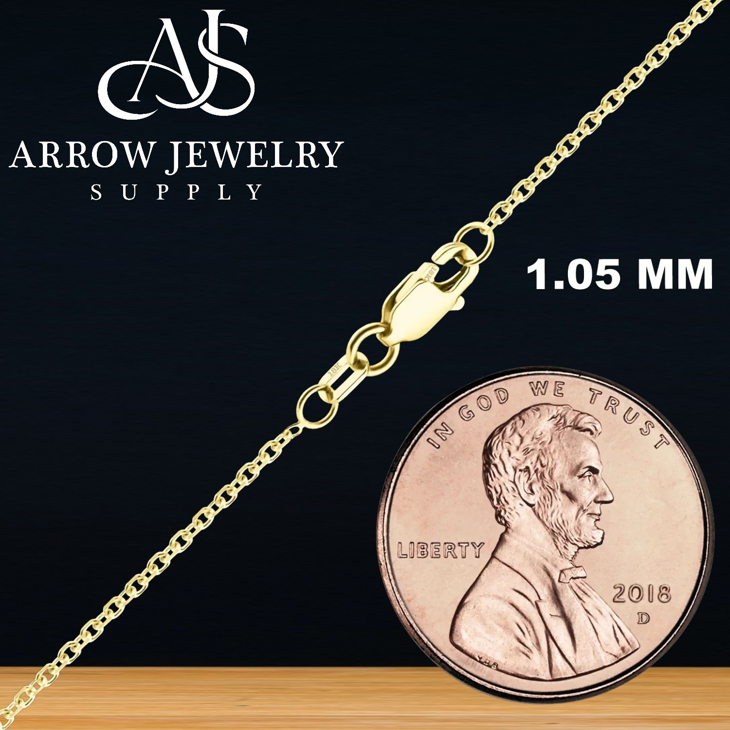 18K Solid Yellow Gold Diamond Cut Round Cable Bracelet