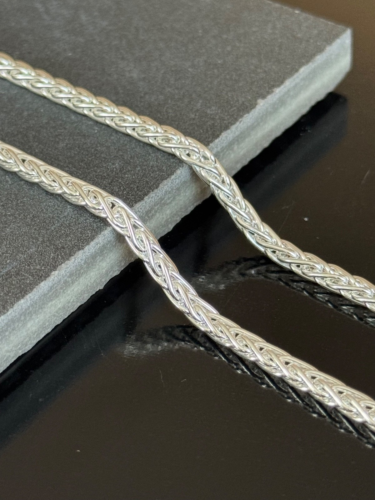 925 Spiga Wheat Chain Necklace ( 3.5MM ) High Polished