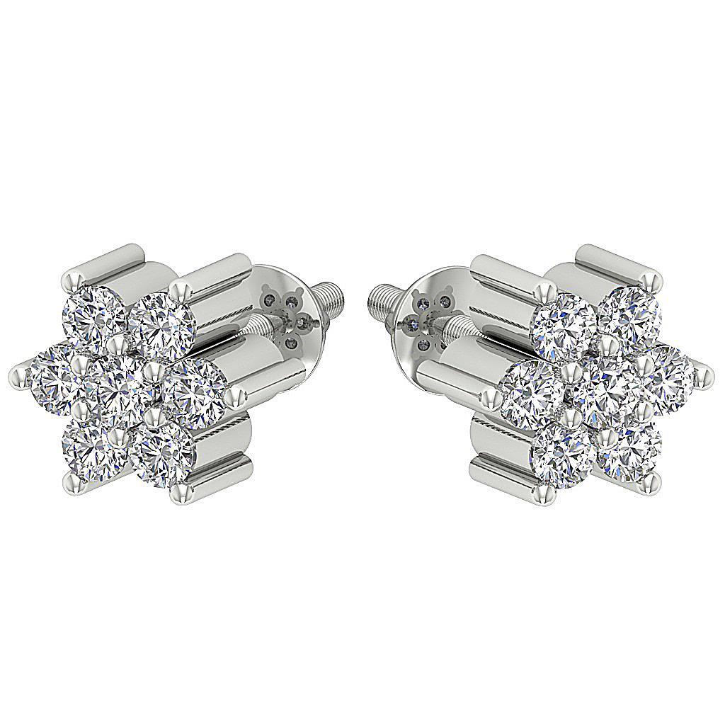 Flower Studs Earring VVS1 E 0.25 Carat Genuine Diamond 14K Yellow Gold Appraisal