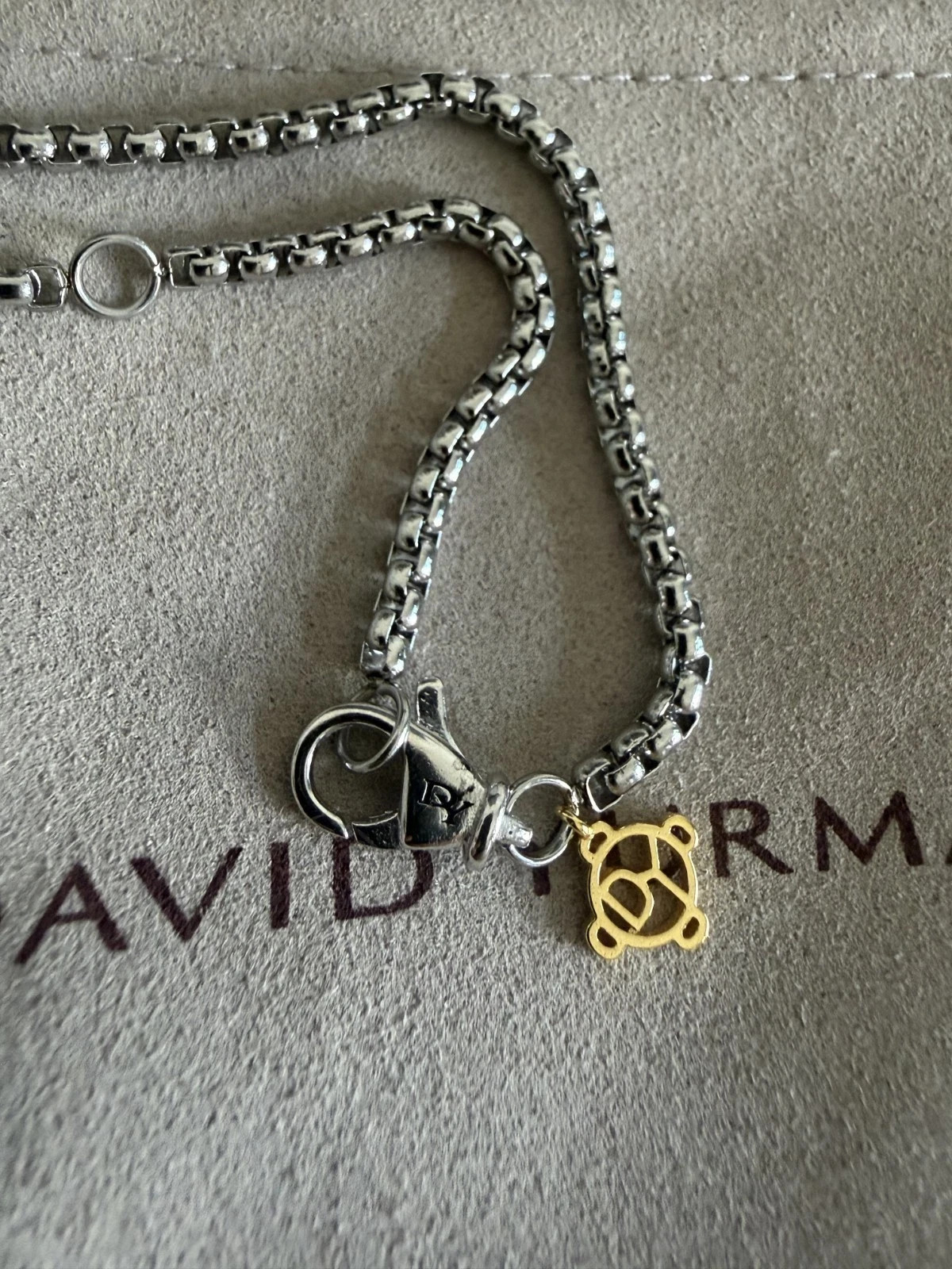925 Silver David Yurman Diamond Dog tag Pendant with 22″ Chain Necklace