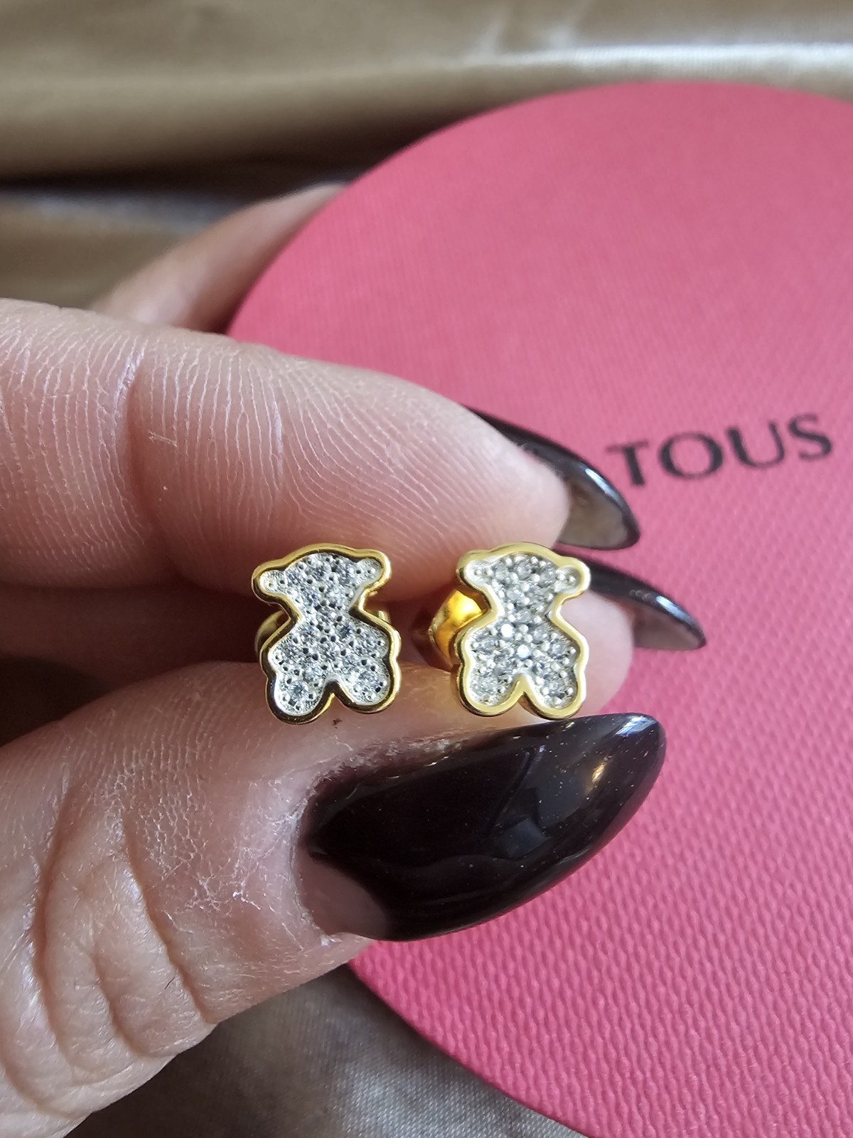 🧡💛💫Last One EARRINGS STUDS TOUS S925 VERMEIL RINESTONE BEAR