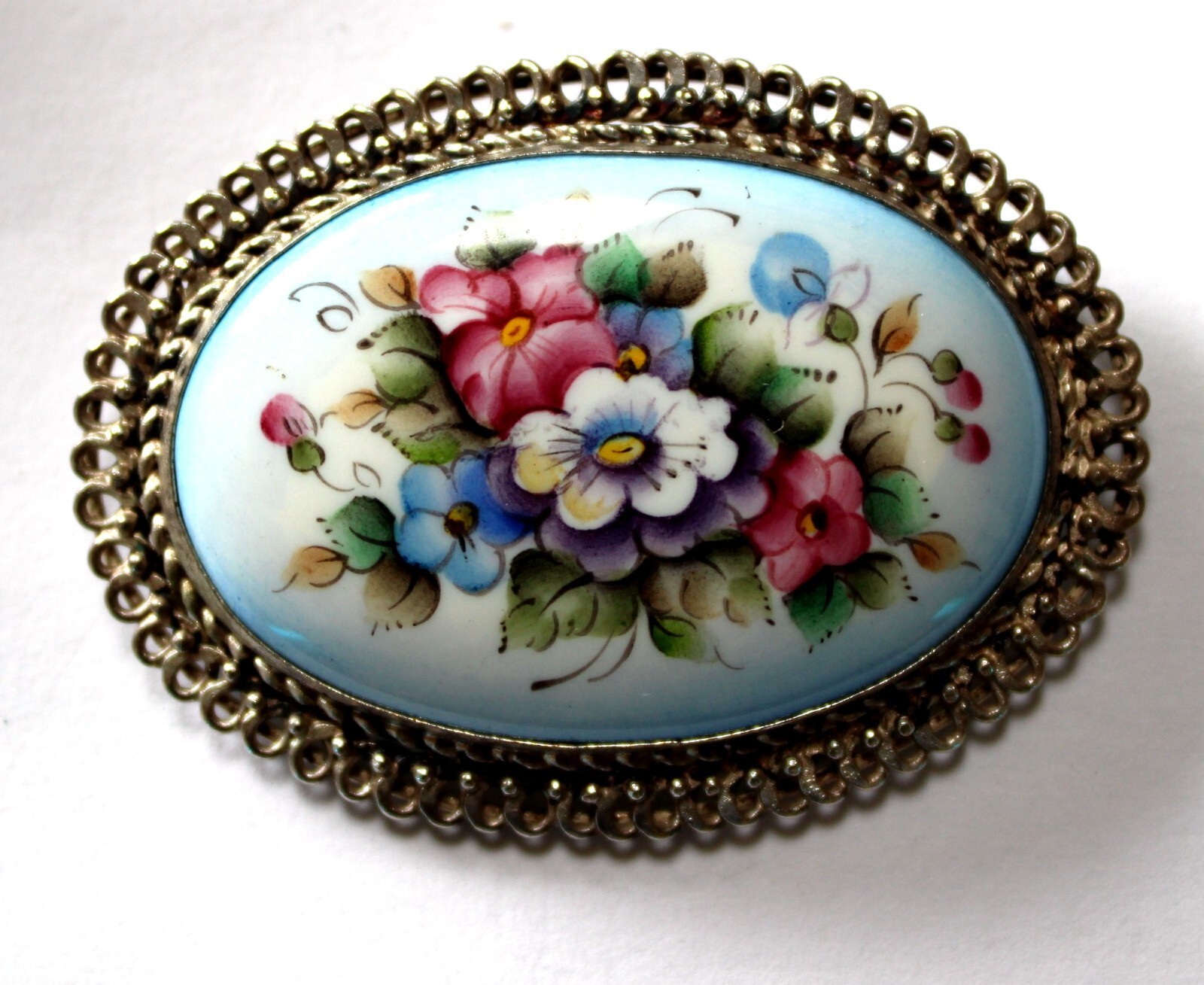 Vintage 1980 Russian Hand Painted Enamel Finift Jewelry Brooches 4 Variation #57