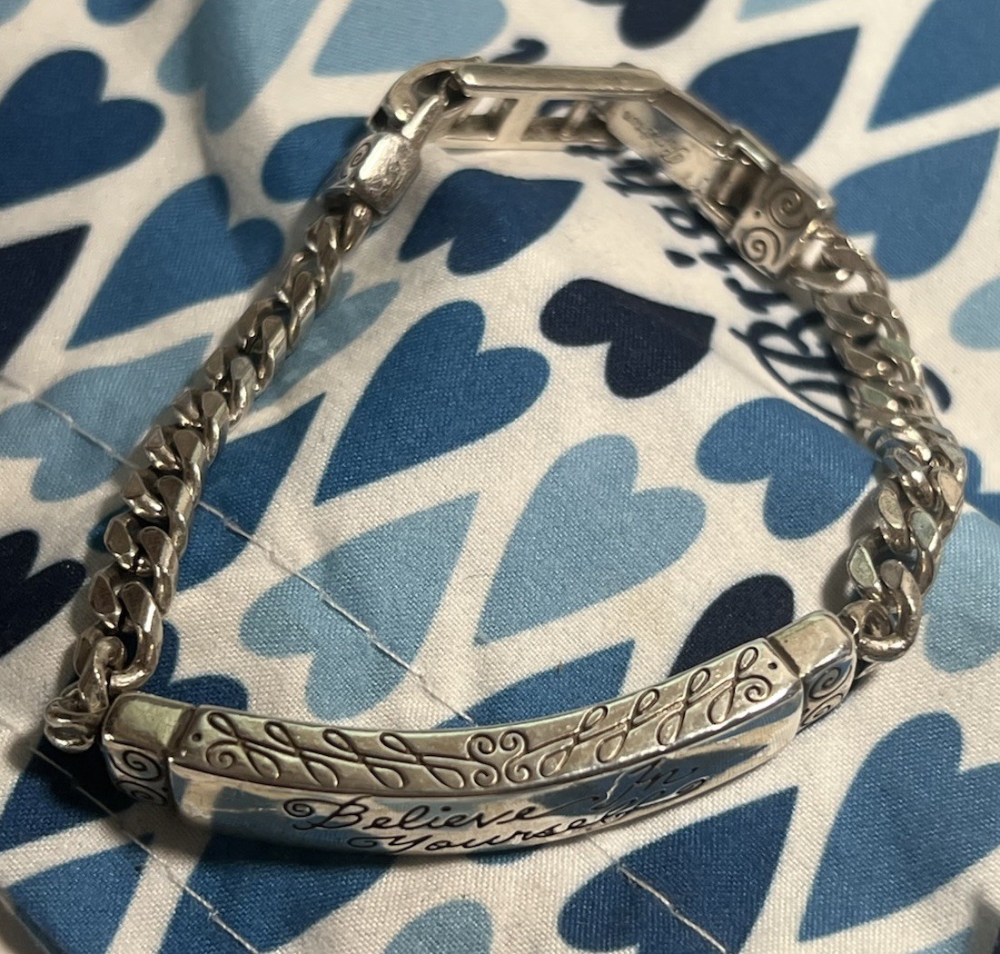 Brighton ID Style Bracelet BELIEVE IN YOURSELF Silverplated Engraved Preowned