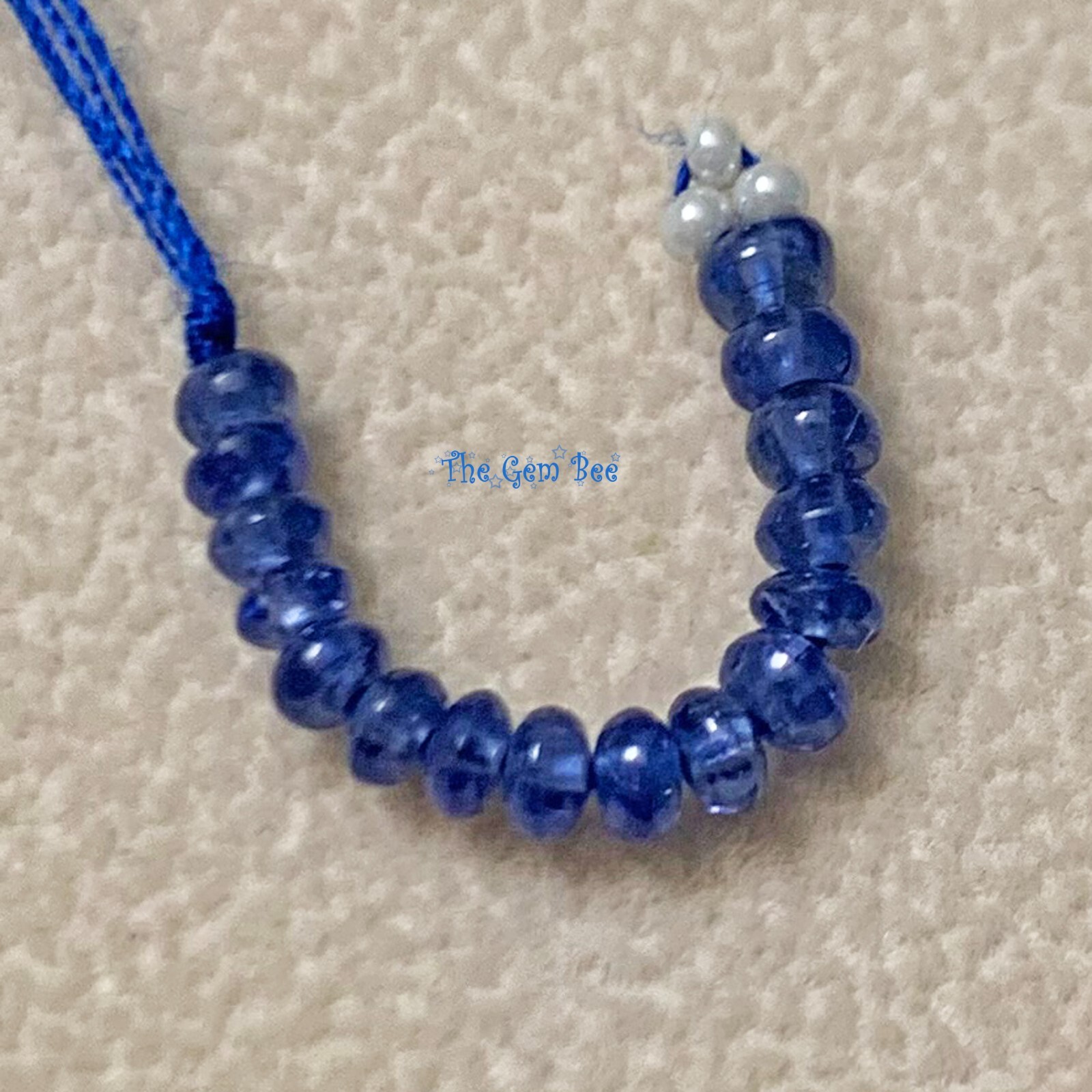 2.4mm-2.8mm Unheated Burmese Gem Royal Blue Sapphire Smooth Rondelle Beads 1″