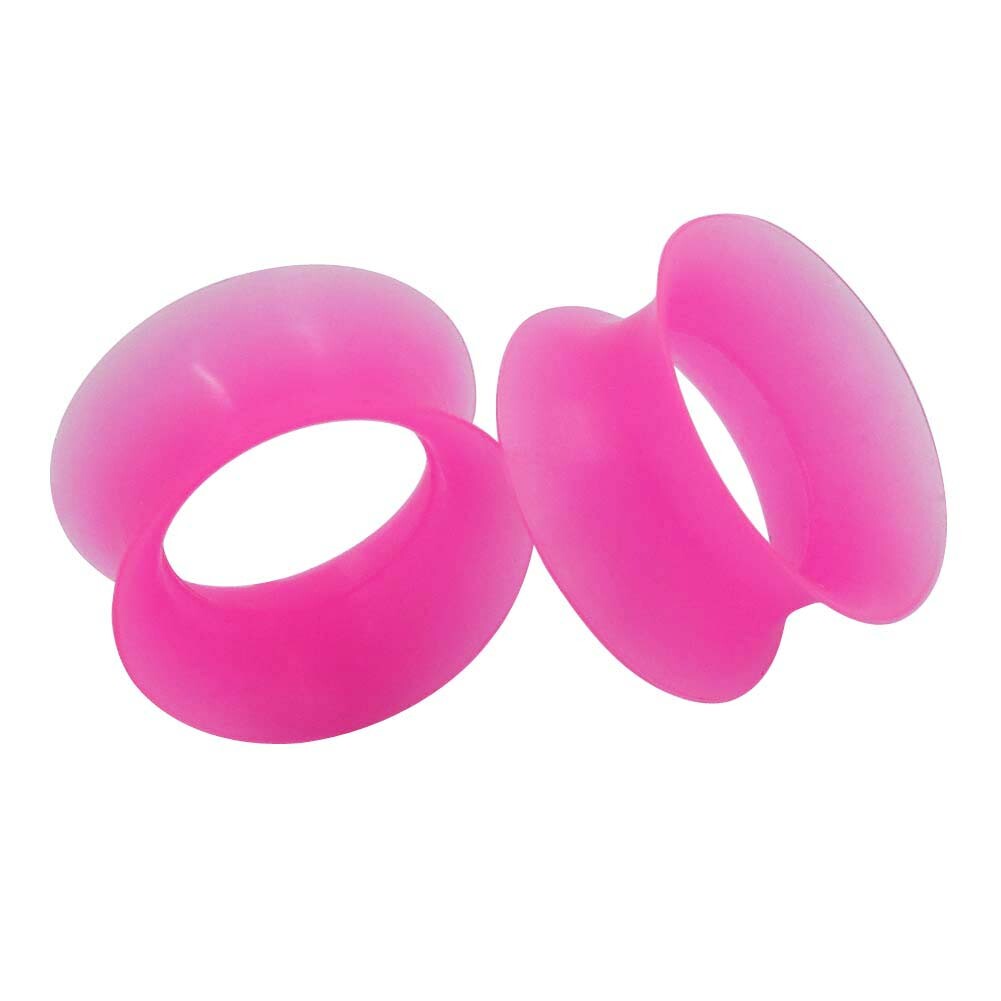 PAIR Soft Thin Silicone Double Flared Ear Tunnels Plugs Gauges Expander 2g-3/4″
