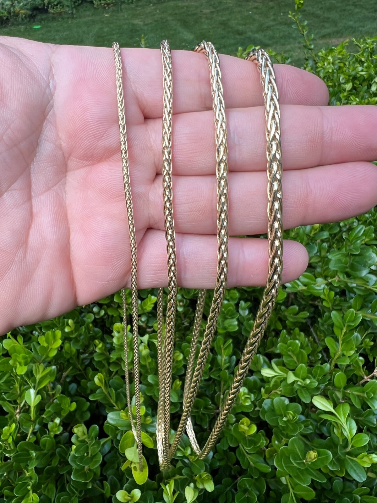 Real 14k Gold Plated 925 Sterling Silver Spiga Rope Wheat Chain Necklace 2-5mm