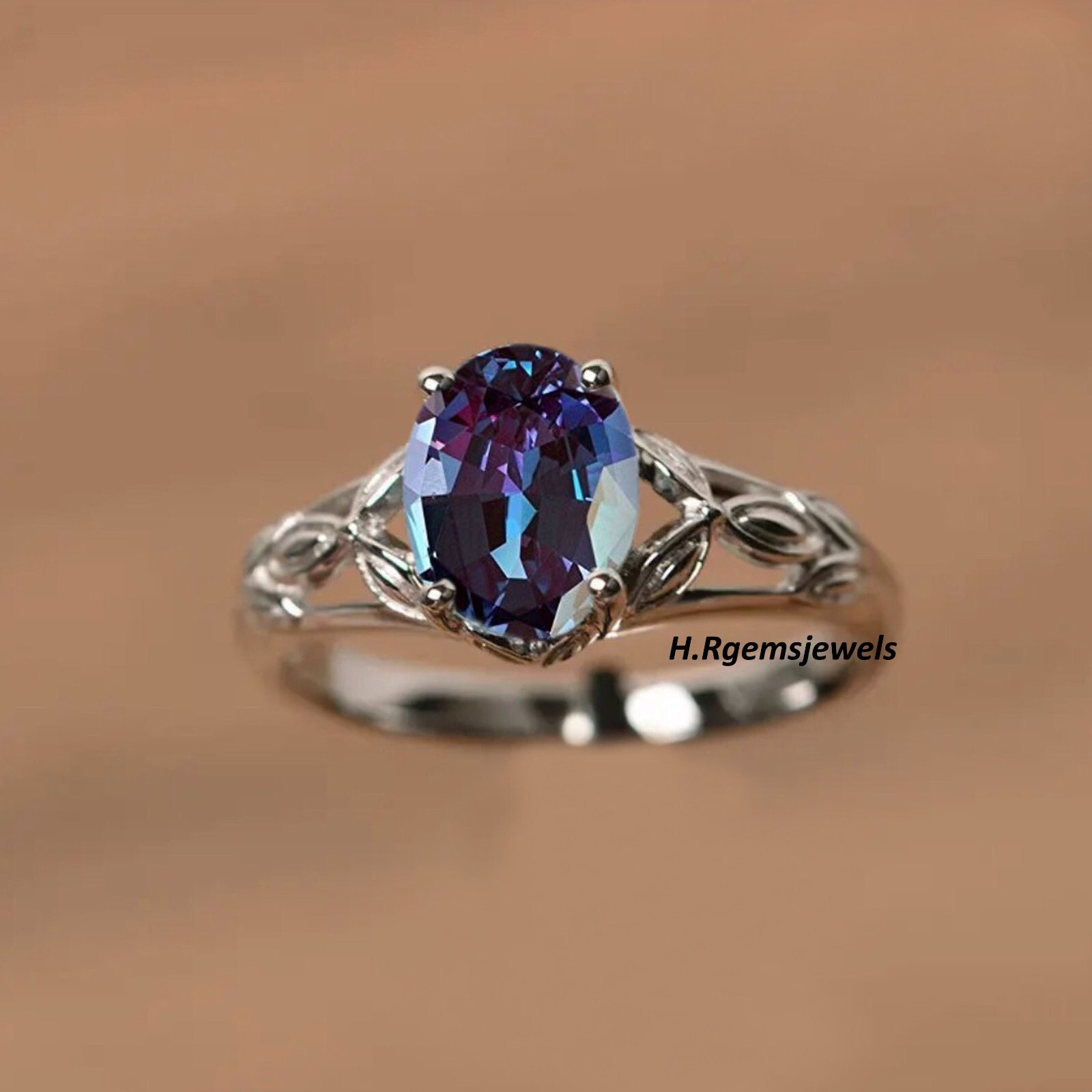 Alexandrite Wedding Ring, Color Changing Gemstone Ring, Dainty Proposal Ring,