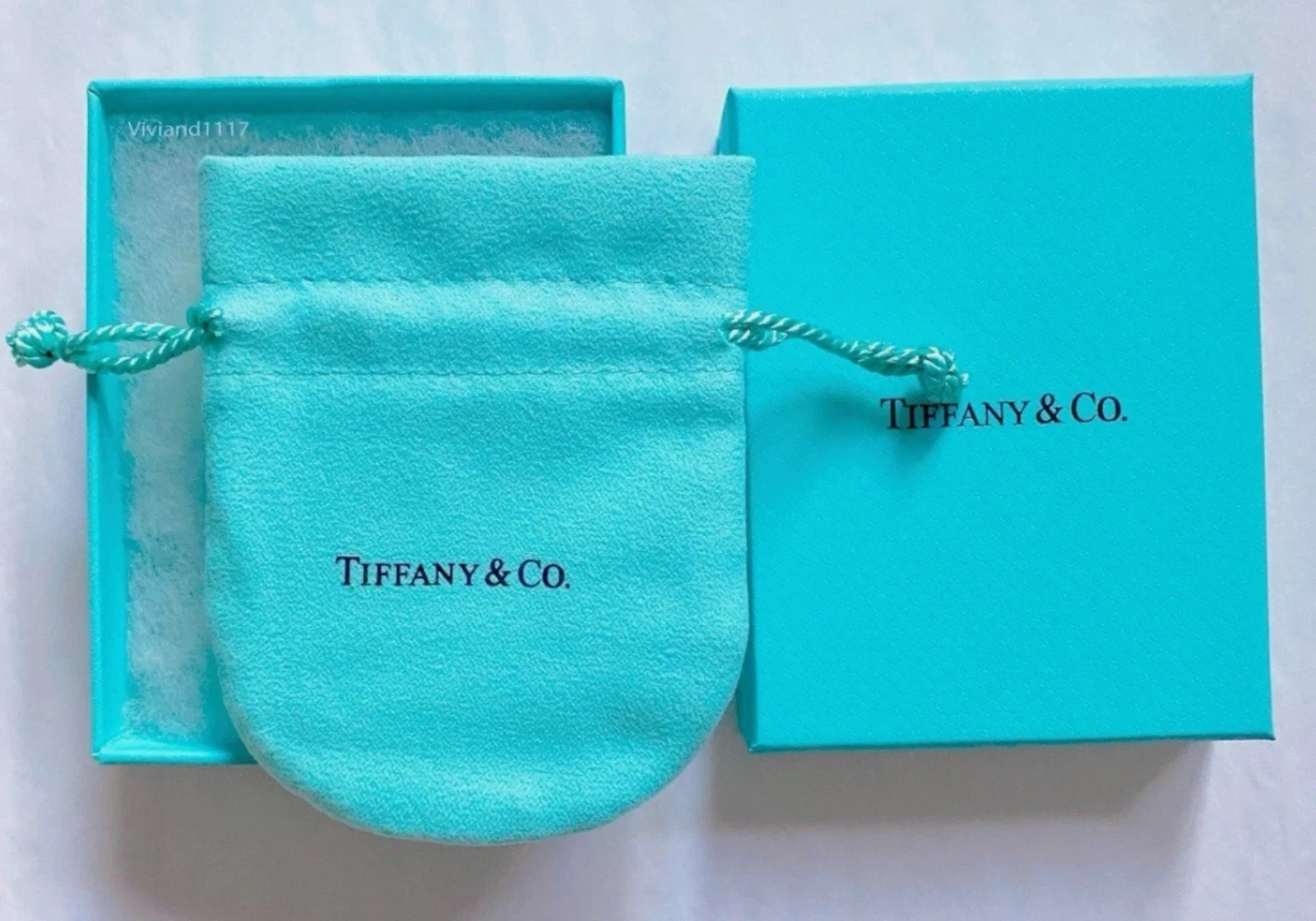 Tiffany & Co Empty 3.75″ x 3″ x 1.5″ Blue Gift Box/Travel Pouch 2pc set