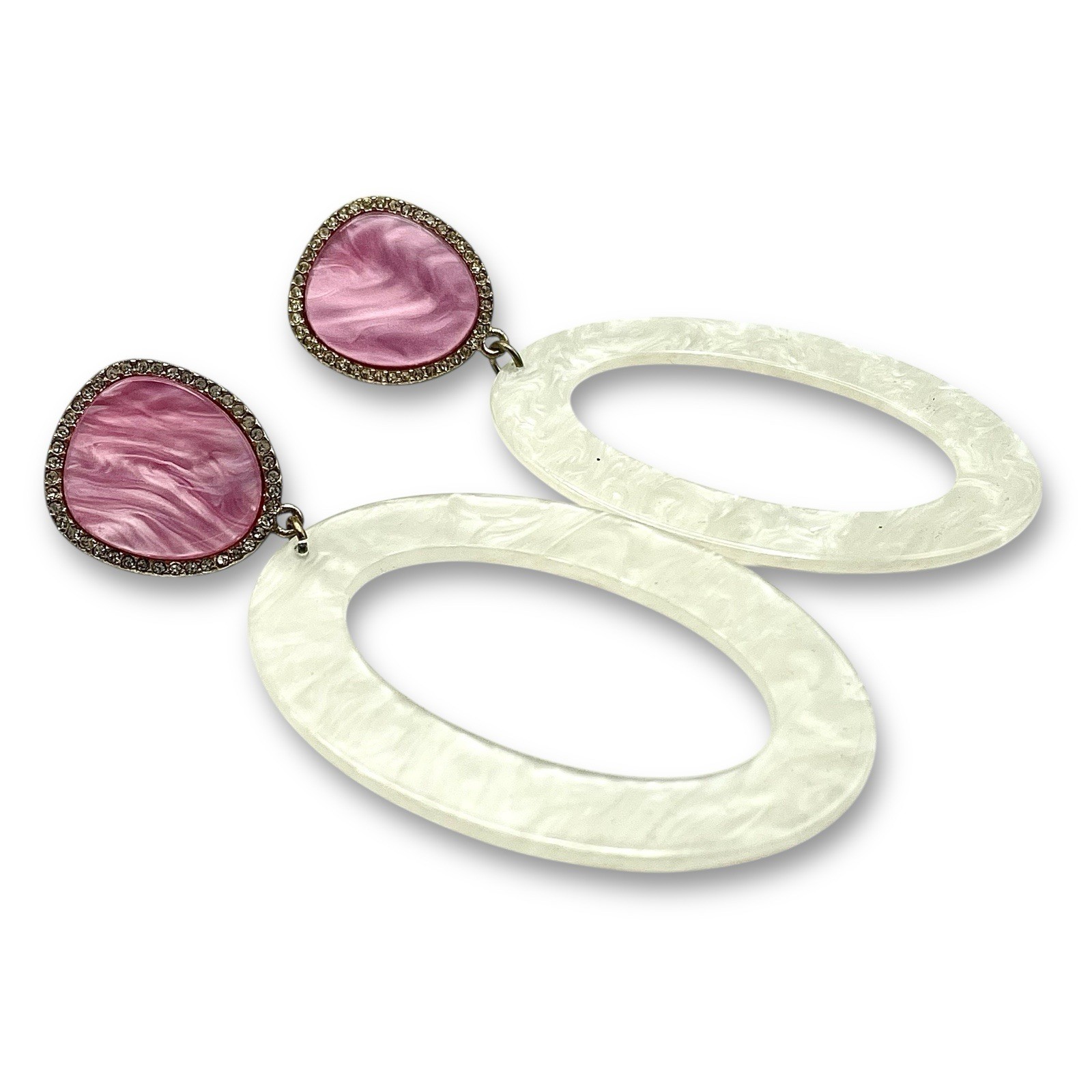 SUGARFIX Lucite Earrings Dynasty Barbie Pink White Gold Tone NWOT🔥!SALE!🔥