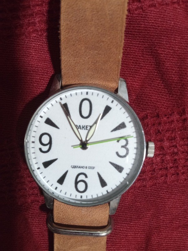 NOS! Raketa “Big Zero” Soviet USSR Retro Mechanical Watch w/band; USA Seller