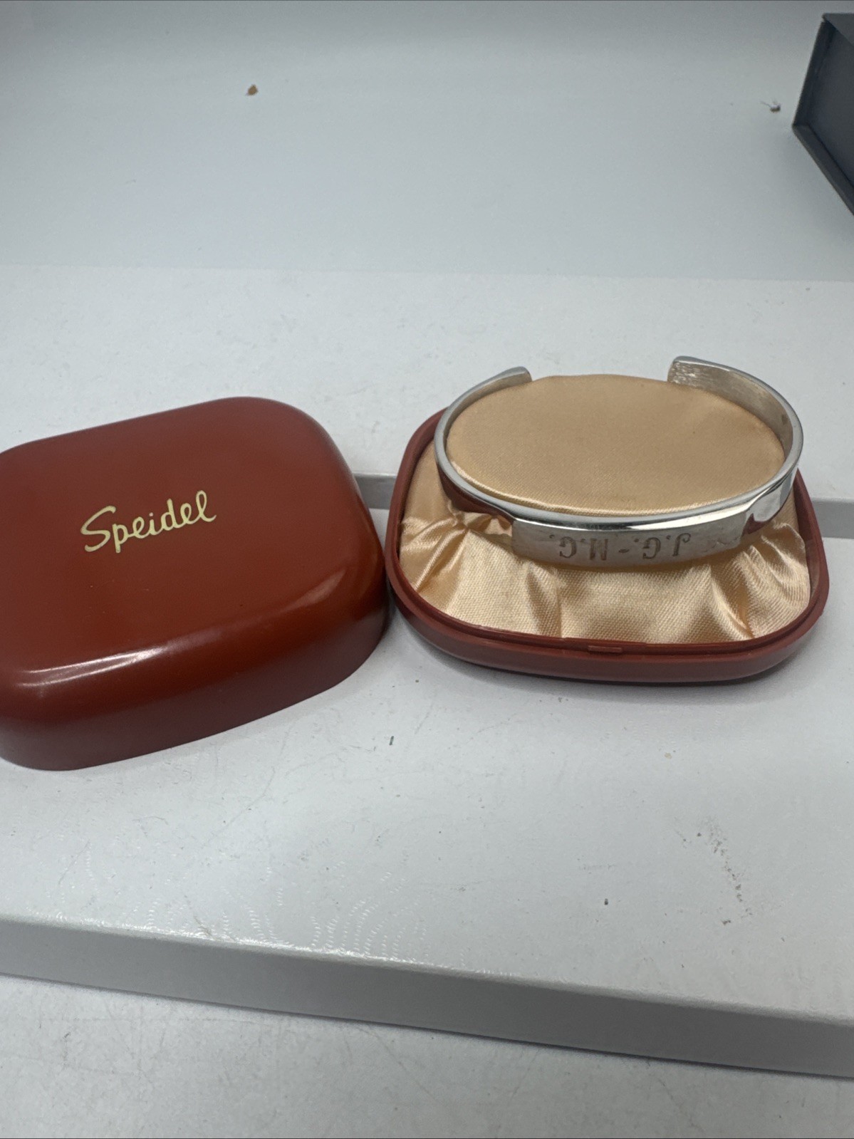Vintage Speidel Cuff Bracelet ID Identity Engravable Brushed Silver Tone
