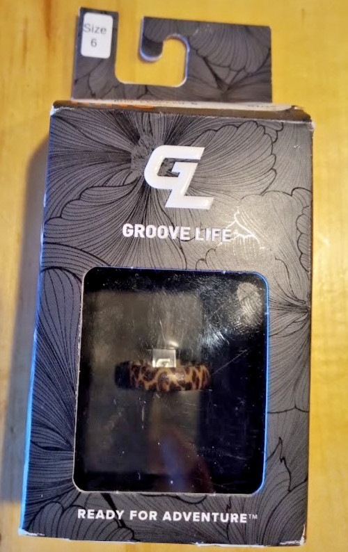 GROOVE LIFE RING SIZE 6 BREATHABLE SILICONE BAND RING THIN LEOPARD SZ 6 NEW