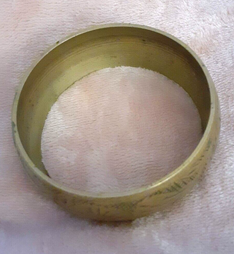 Vintage brass Bohemian bangle cuff bracelet 1X3 floral leaf design