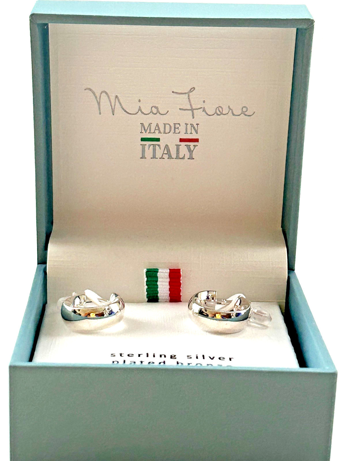 Mia Fiore Small Hoop Earrings Silver Plated Bronze Made In Italy