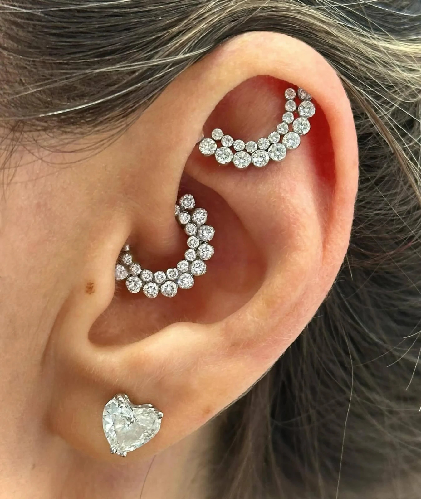 925 Sterling Silver Moissanite Clicker Huggie Hoop Helix Earrings