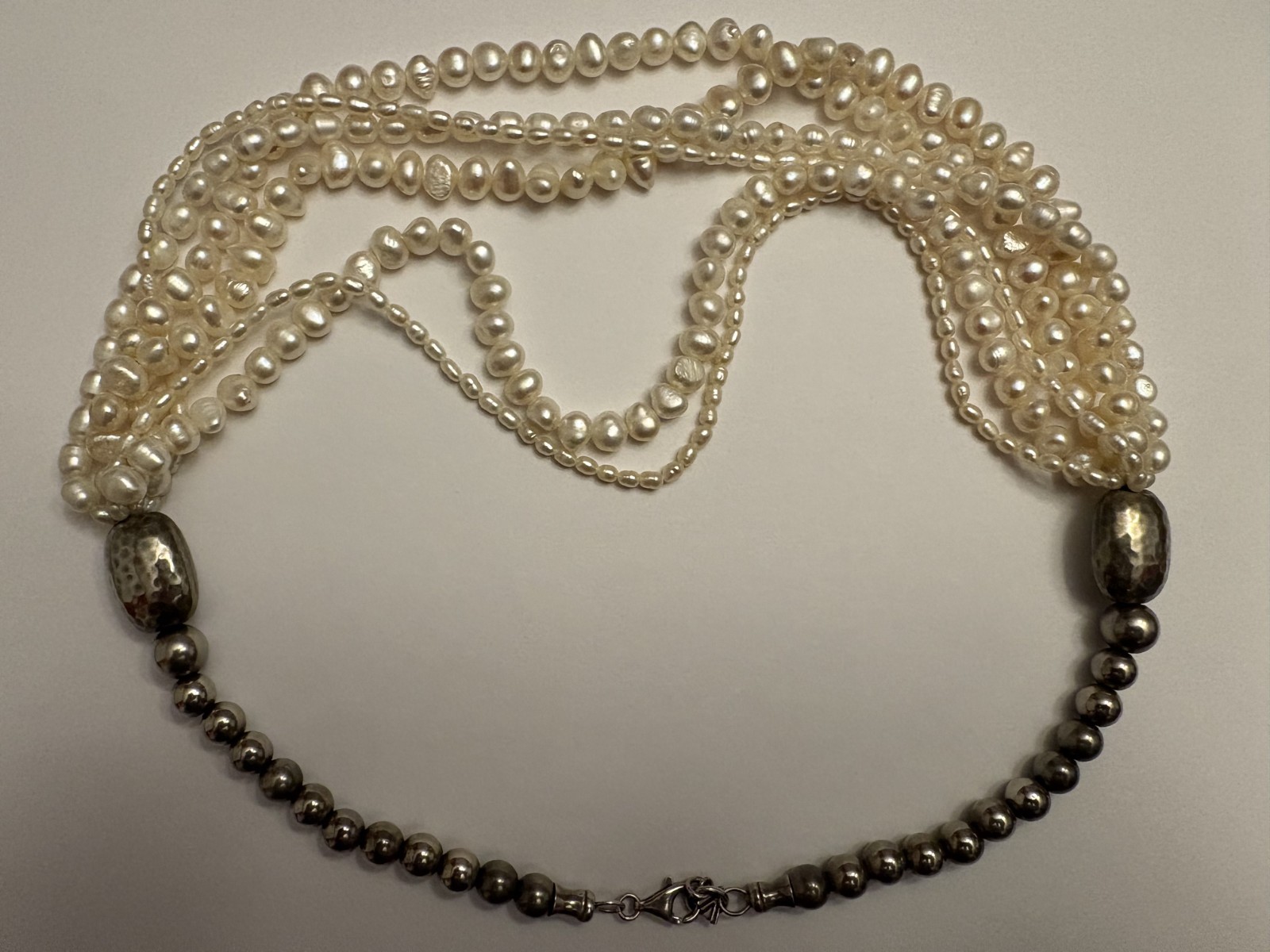 Silpada Multi Strand Fresh Water Pearl & Sterling Silver Bead Necklace