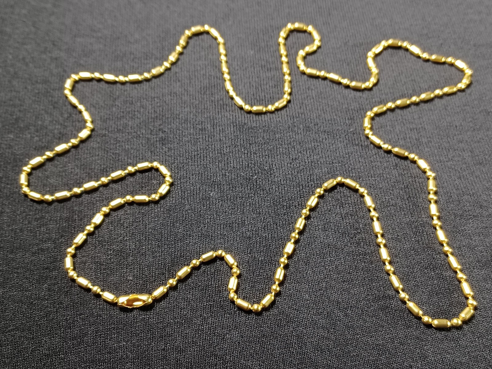 Brass 2.4mm Bar & Ball Bead Military Type Dog Tag Chain Necklace USAMade