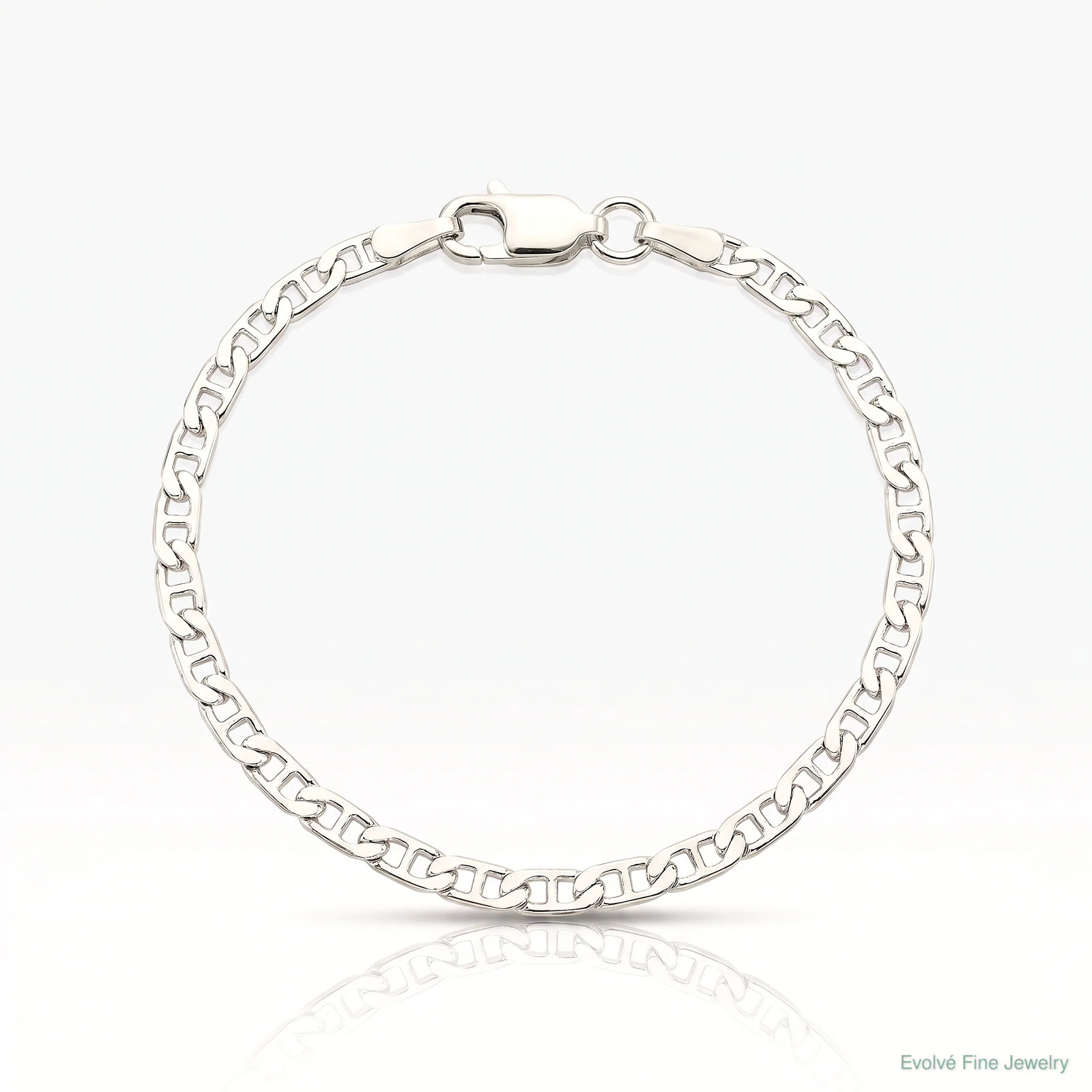 Sterling Silver 2.1mm Flat Anchor Chain Anklet Bracelet 7″-10″