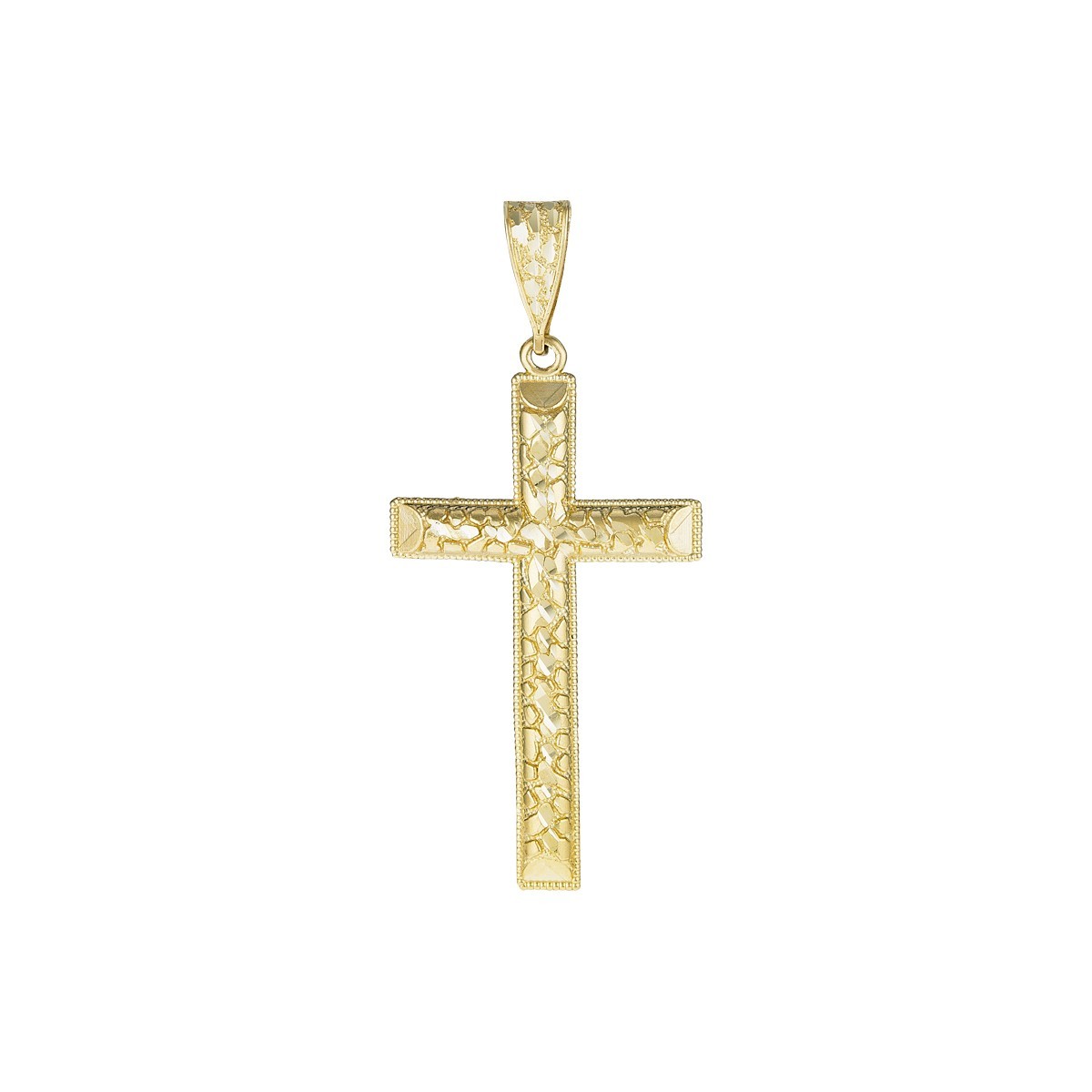 14k solid yellow gold diamond cut cross 5.7 grams