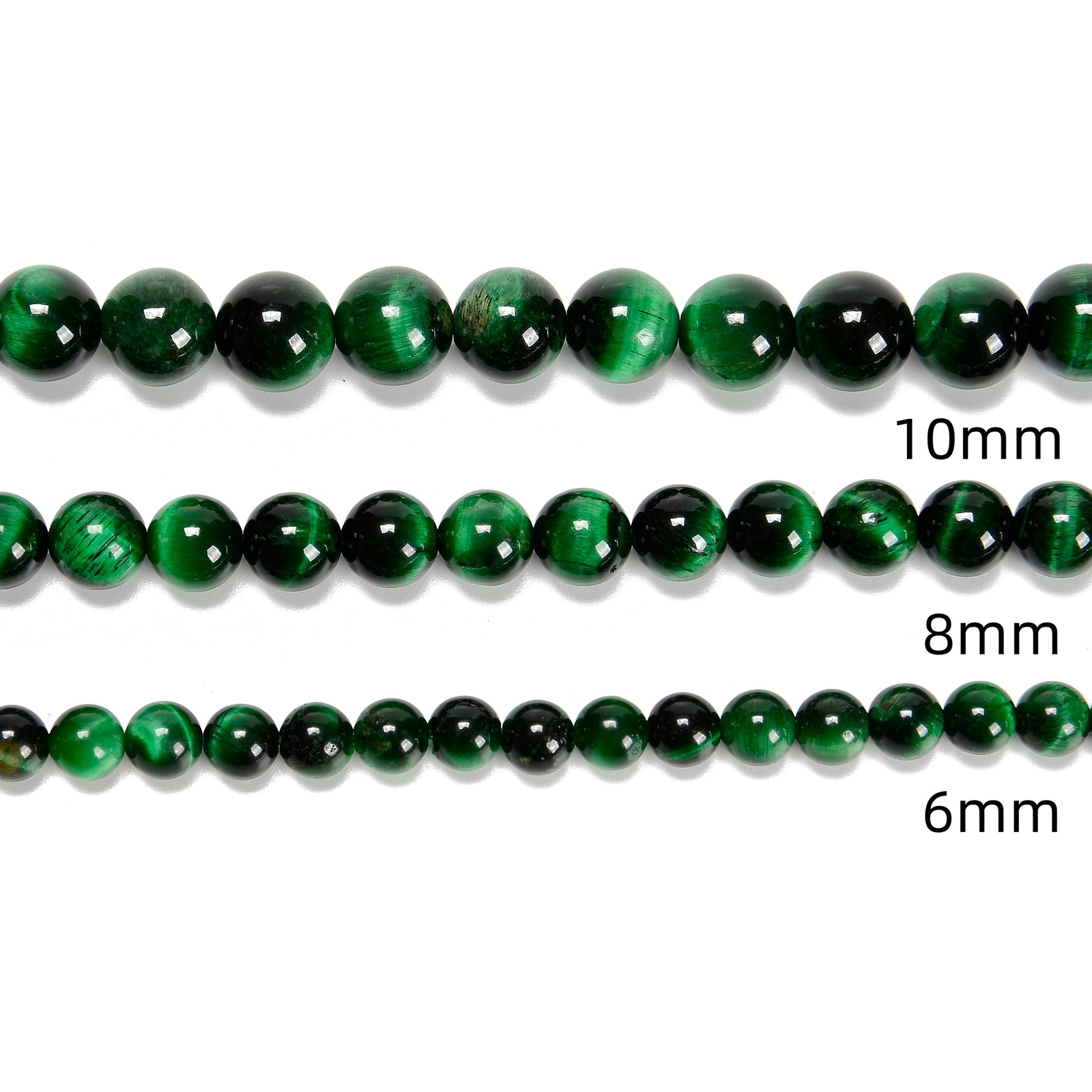 Green Tiger Eye Smooth Round Beads 4mm 6mm 8mm 10mm 12mm 14mm 15.5″ Strand