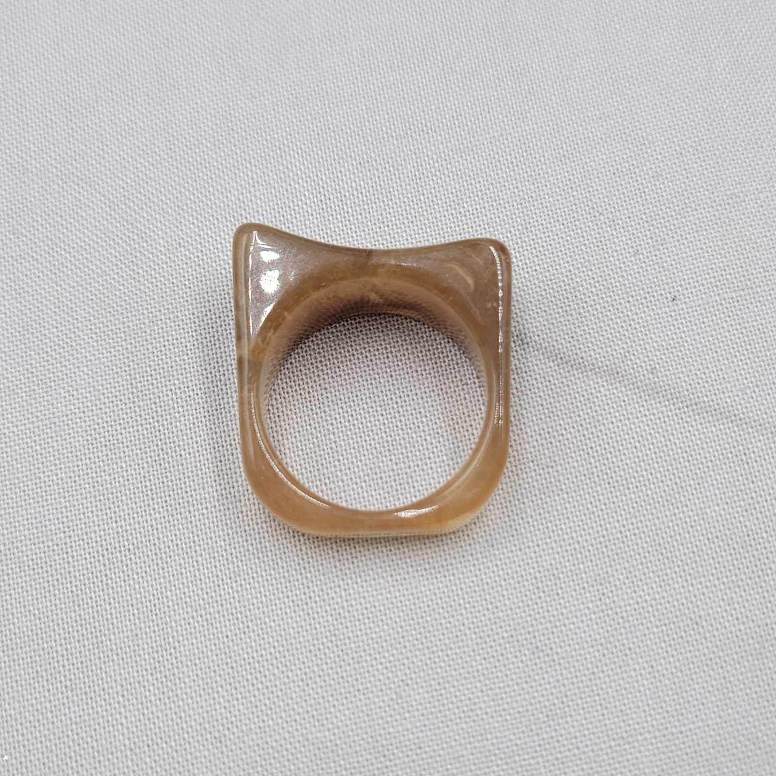 Translucent Marbled Brown Acrylic Resin Fashion Ring Sz 9.25