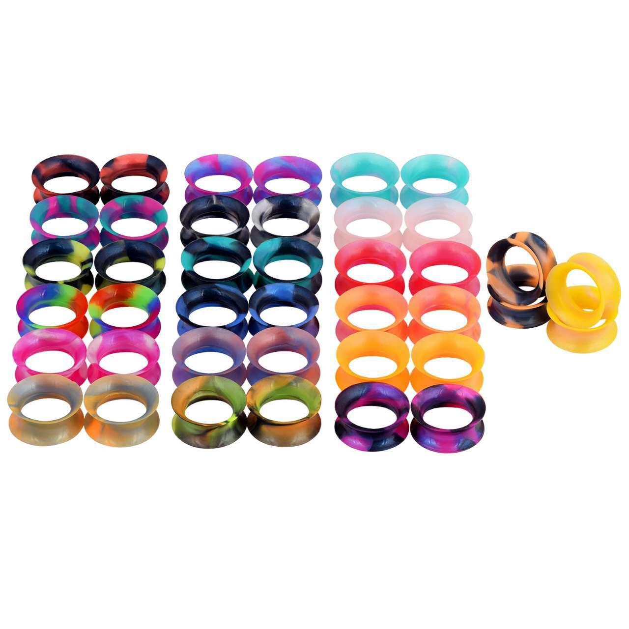 20pair Wholesale Silicone Ear Plug Ear Gauges Random Mixed Color Earring 2g-3/4″