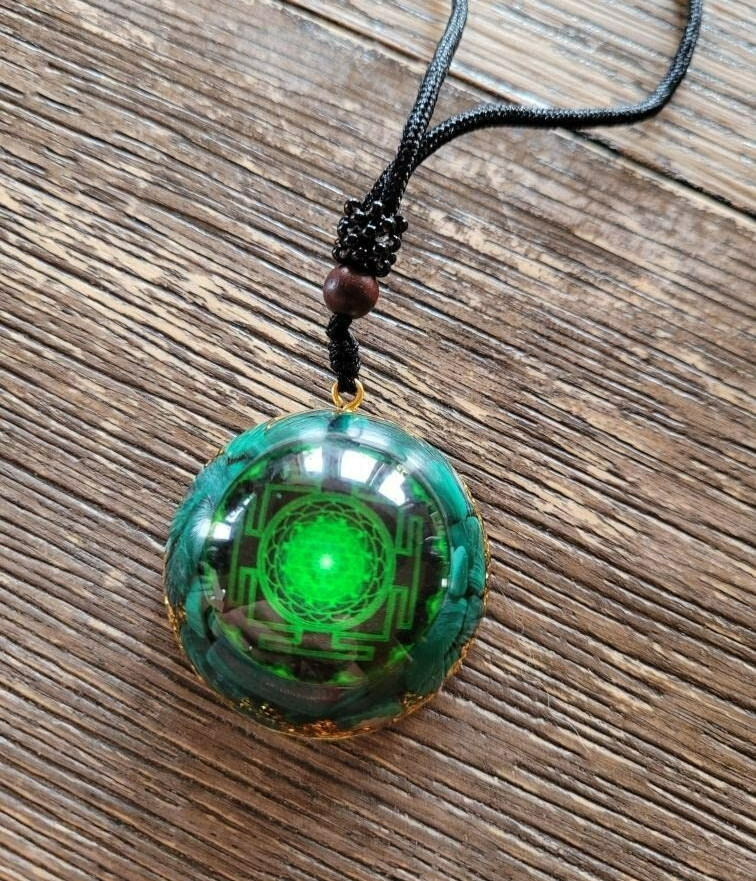 Malachite Orgone Necklace Green Crystal Healing Spiritual Protection Pendant