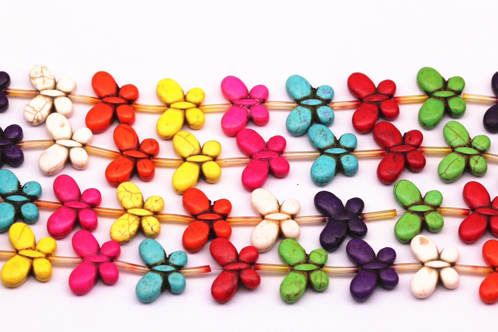 Multi-Color Howlite Turquoise Butterfly Beads 15x20mm 15.5″ Strand