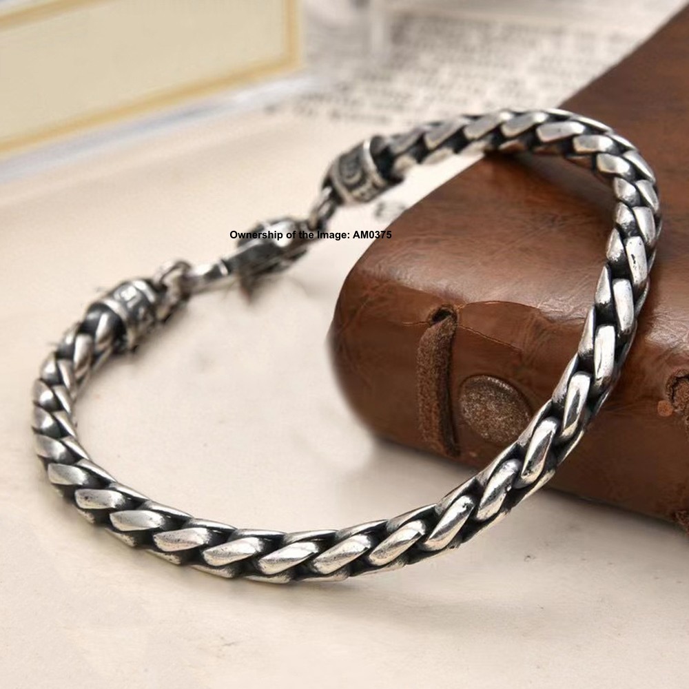 Pure 925 Sterling Silver 5mm Round Wheat Link Chain Women Men’s Bracelet 7.9inch