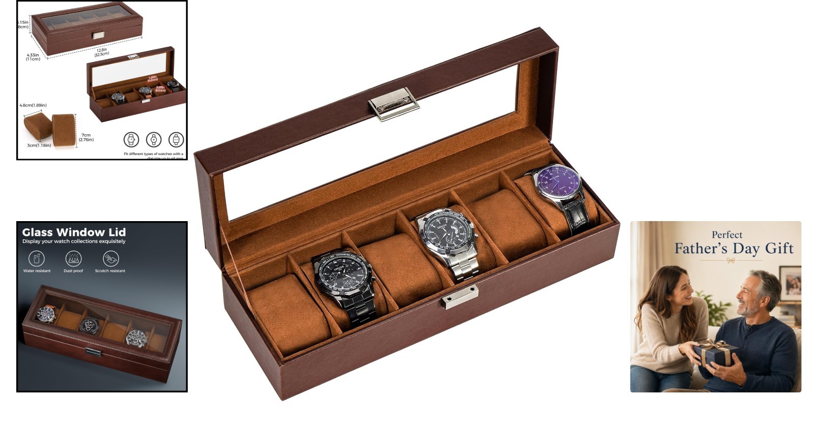 Multi-Functional 6-Slot Watch Display Case – Birthday and Anniversary Gift