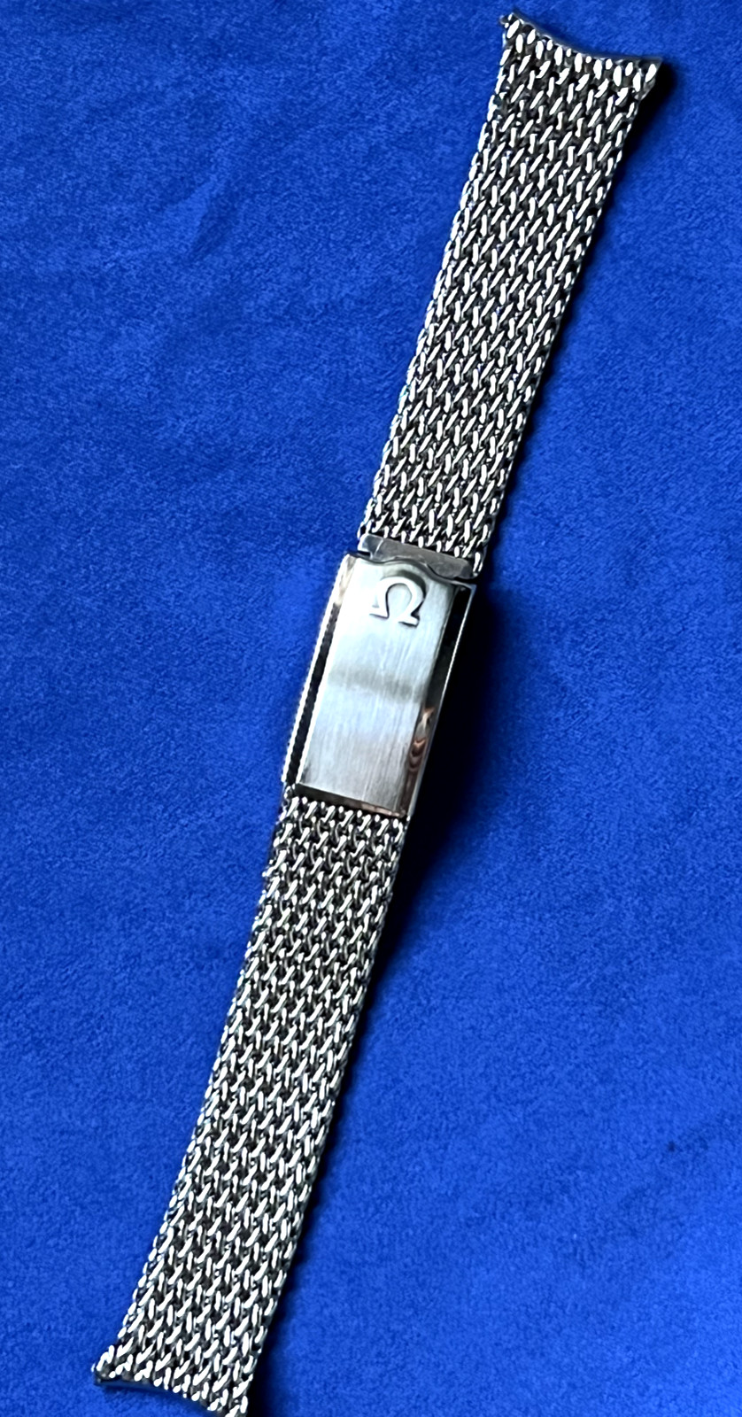 OMEGA, Stainless Steel Shark Mesh BAND, 19mm Fixed Curved Ends, 1960’s-70’s, NOS