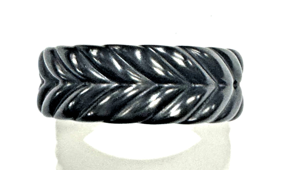 DAVID YURMAN Chevron Band Ring Black Titanium 9MM Size 10